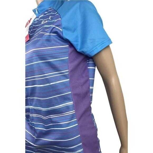 Primal Wear women's cycling bike jersey size large kismet blue striped NWT - Picture 6 of 11